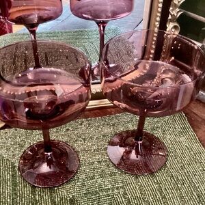 Anthropologie Morgan Coupe Glasses -Burgandy set of 2 NIB